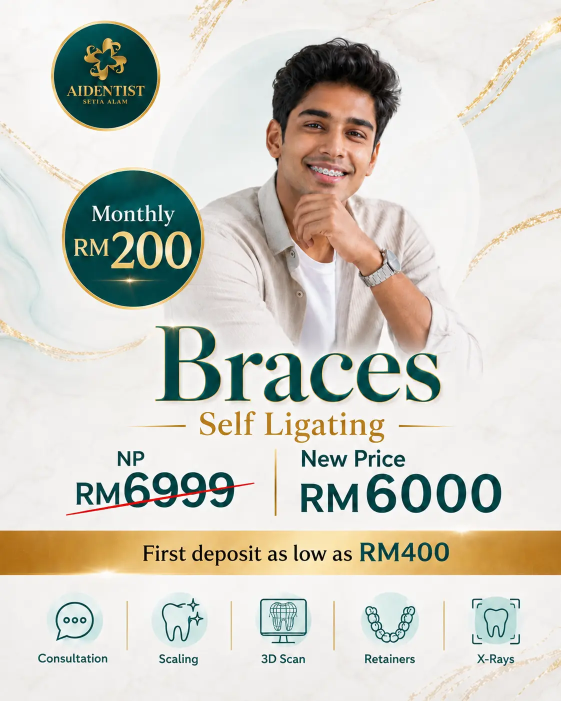 Aidentist Setia Alam Self-Ligating Braces package, RM6,000
